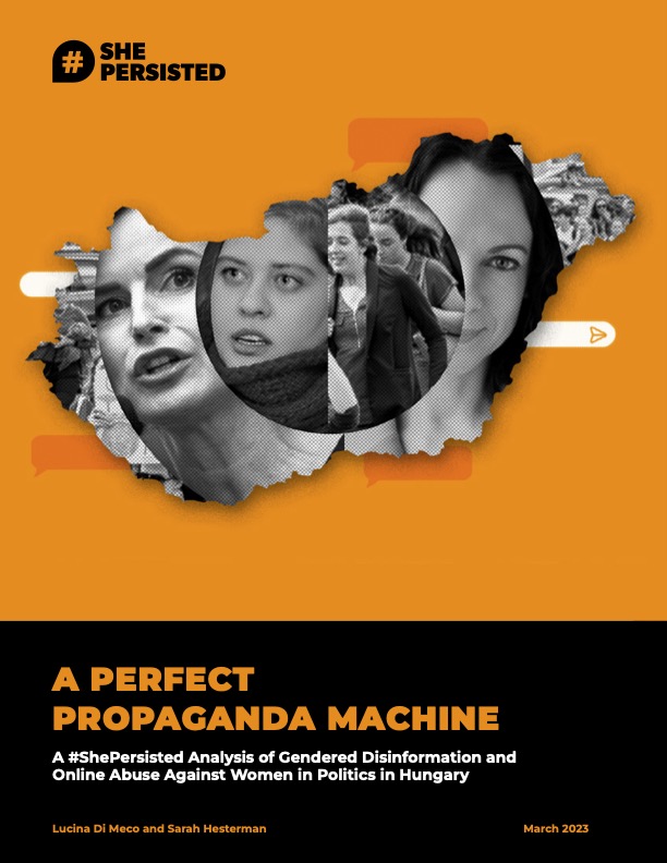 Orange cover of a report: A Perfect Propaganda Machine (Hungary Report)