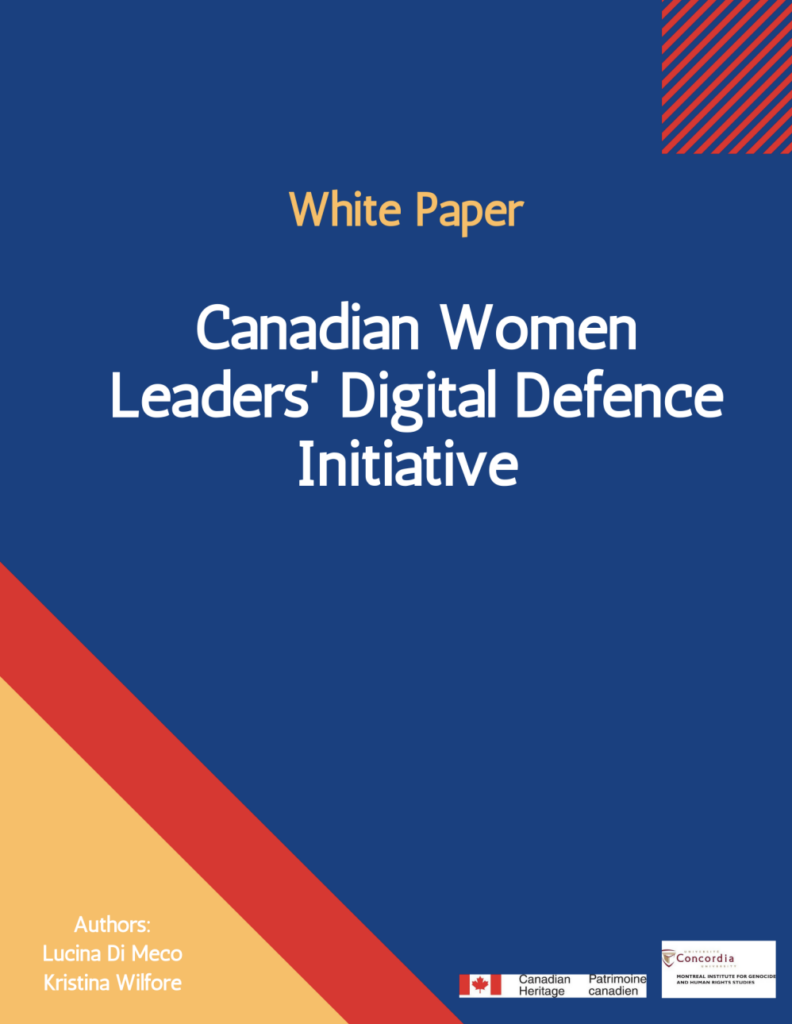 Stylized geometric cover for "Canadian Women Leaders’ Digital Defence Initiative – Concordia"