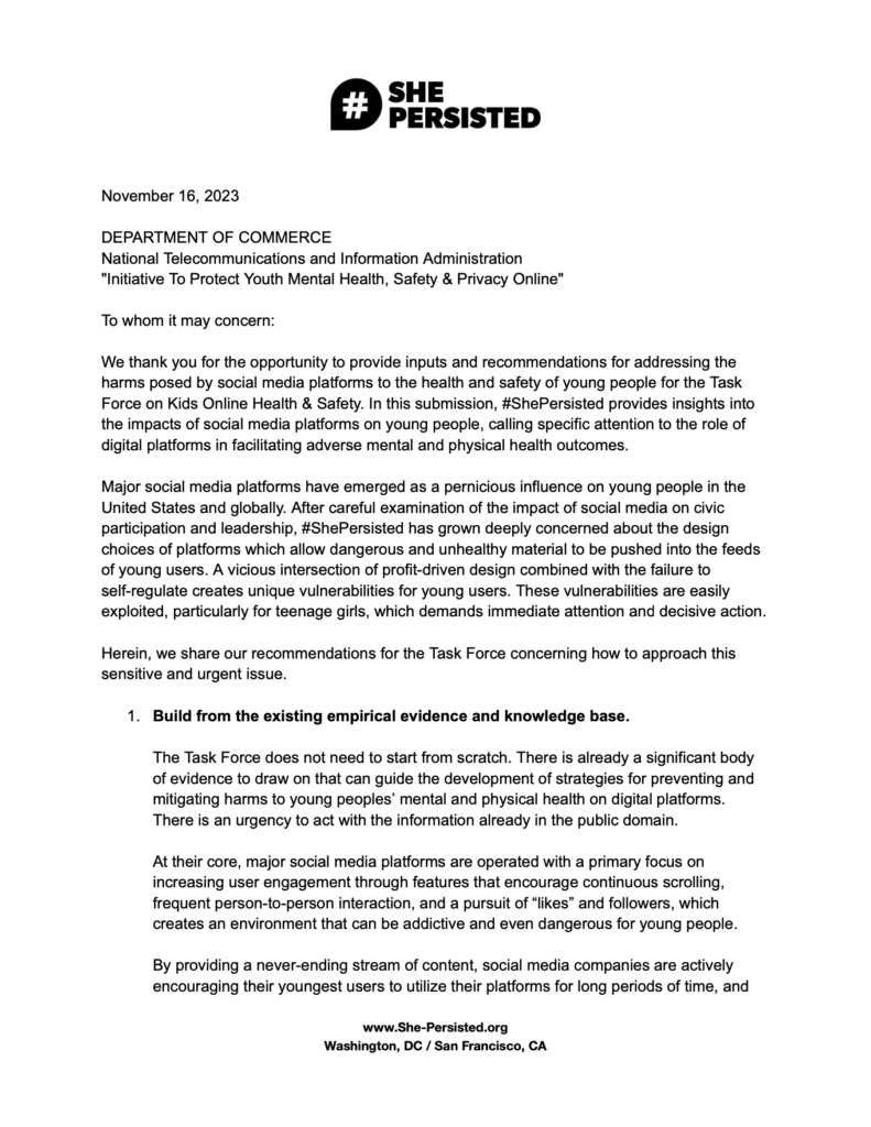 Cover of NTIA Youth Safety Comment Report