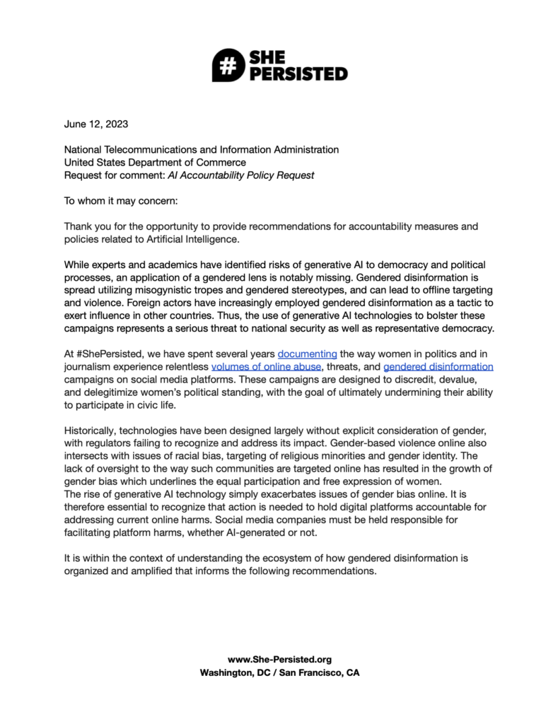 Cover of NTIA AI Accountability Comment